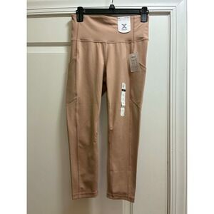Xersion‎ EverUltra Crop Leggings Women's Medium Warm Taupe High Rise Pocket Yoga